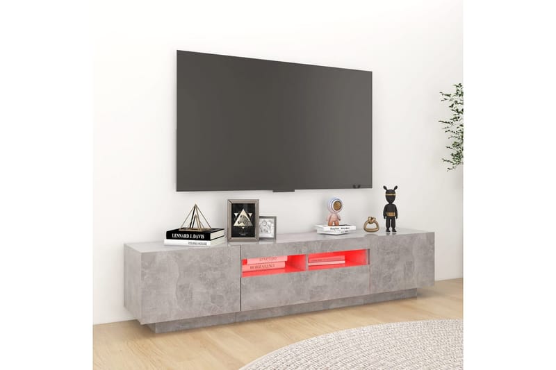 tv-skab med LED-lys 180x35x40 cm betongrå - Grå - Møbler - TV borde & mediemøbler - TV-borde