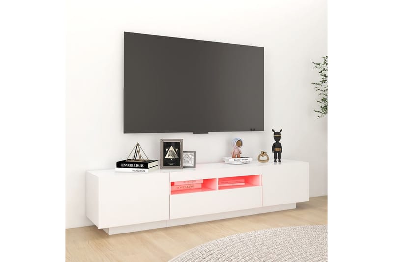 tv-skab med LED-lys 180x35x40 cm hvid - Hvid - TV-borde