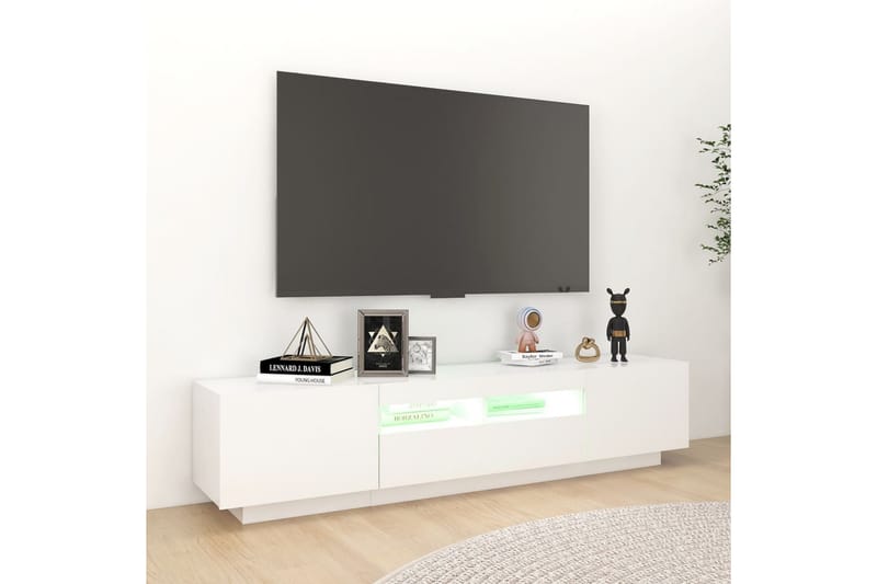 tv-skab med LED-lys 180x35x40 cm hvid - Hvid - Møbler - TV borde & mediemøbler - TV-borde