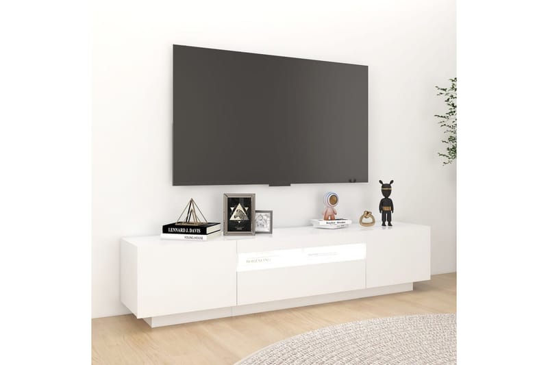 tv-skab med LED-lys 180x35x40 cm hvid - Hvid - TV-borde