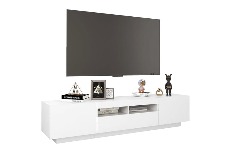 tv-skab med LED-lys 180x35x40 cm hvid - Hvid - TV-borde
