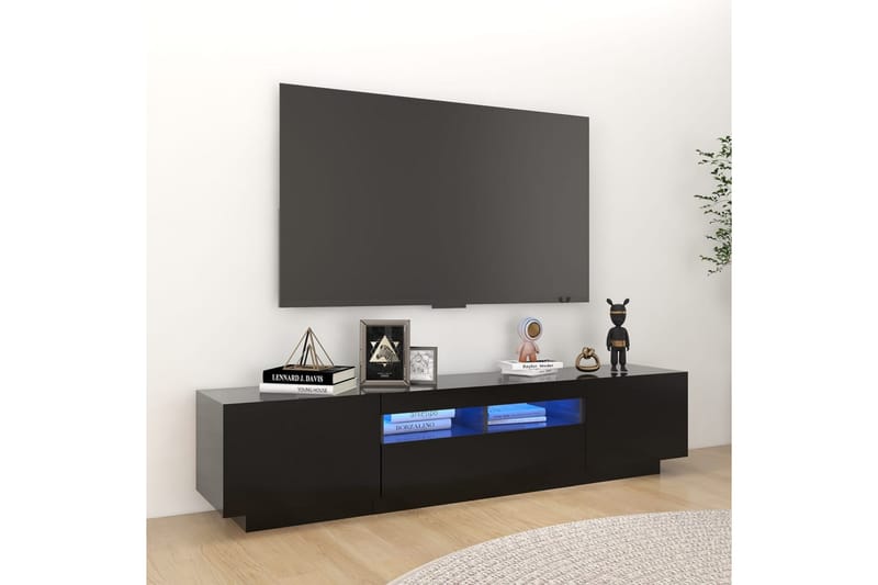 tv-skab med LED-lys 180x35x40 cm sort - Sort - Møbler - TV borde & mediemøbler - TV-borde