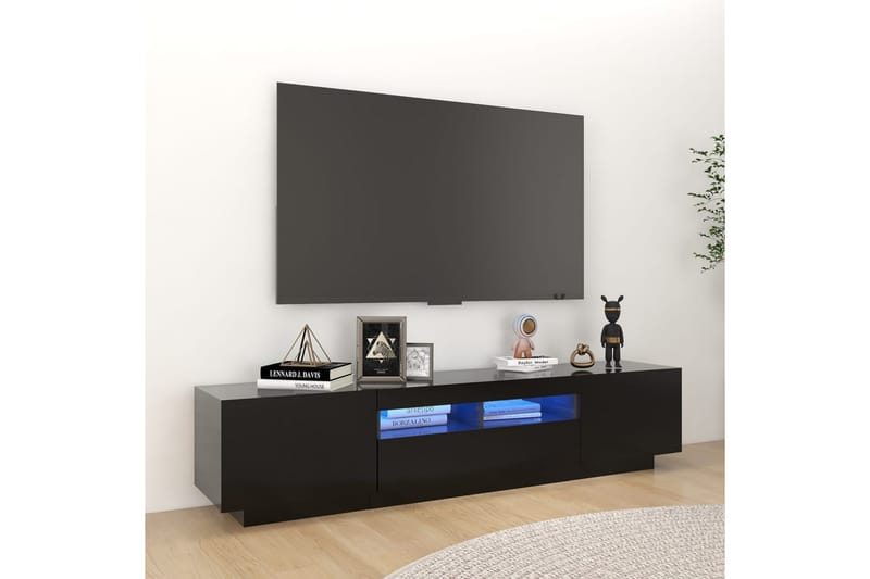 tv-skab med LED-lys 180x35x40 cm sort - Sort - TV-borde