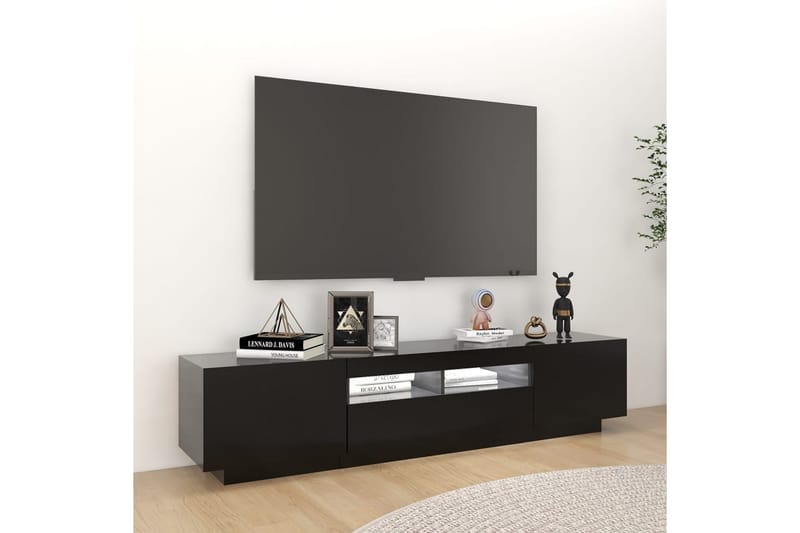 tv-skab med LED-lys 180x35x40 cm sort - Sort - Møbler - TV borde & mediemøbler - TV-borde