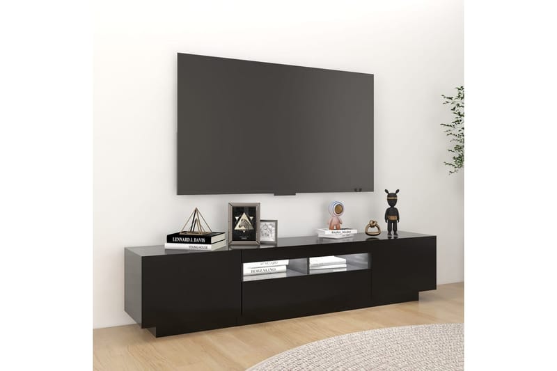 tv-skab med LED-lys 180x35x40 cm sort - Sort - TV-borde