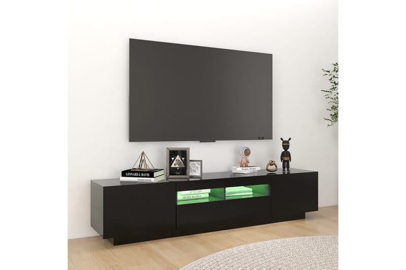 tv-skab med LED-lys 180x35x40 cm sort - Sort - Møbler - TV borde & mediemøbler - TV-borde