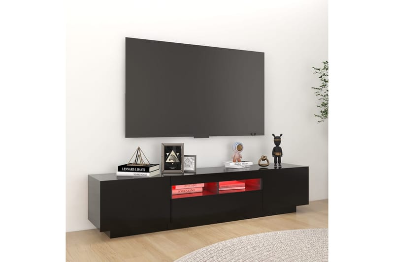 tv-skab med LED-lys 180x35x40 cm sort - Sort - Møbler - TV borde & mediemøbler - TV-borde
