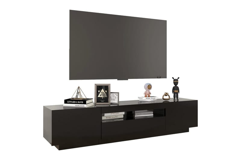 tv-skab med LED-lys 180x35x40 cm sort - Sort - TV-borde