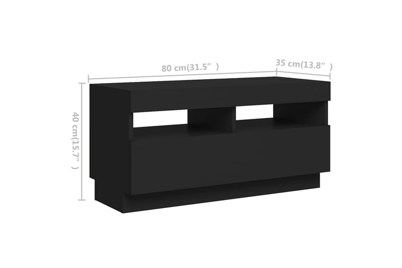 tv-skab med LED-lys 180x35x40 cm sort - Sort - Møbler - TV borde & mediemøbler - TV-borde