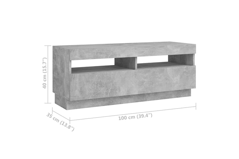 tv-skab med LED-lys 200x35x40 cm betongrå - Grå - TV-borde