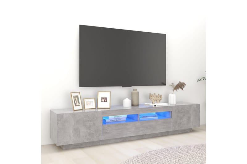 tv-skab med LED-lys 200x35x40 cm betongrå - Grå - Møbler - TV borde & mediemøbler - TV-borde