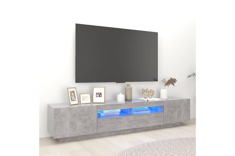 tv-skab med LED-lys 200x35x40 cm betongrå - Grå - TV-borde