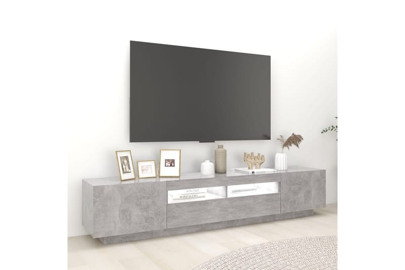 tv-skab med LED-lys 200x35x40 cm betongrå - Grå - TV-borde