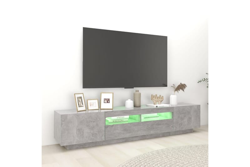 tv-skab med LED-lys 200x35x40 cm betongrå - Grå - TV-borde