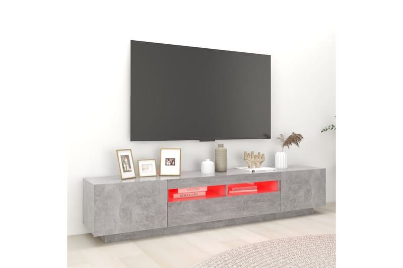 tv-skab med LED-lys 200x35x40 cm betongrå - Grå - Møbler - TV borde & mediemøbler - TV-borde