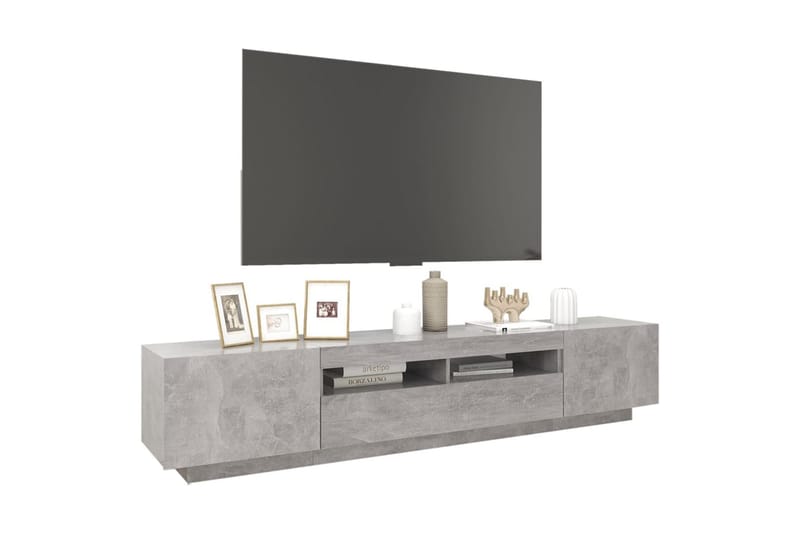 tv-skab med LED-lys 200x35x40 cm betongrå - Grå - Møbler - TV borde & mediemøbler - TV-borde