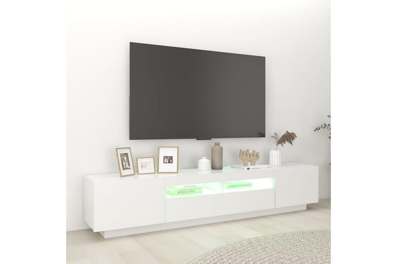 tv-skab med LED-lys 200x35x40 cm hvid - Hvid - Møbler - TV borde & mediemøbler - TV-borde