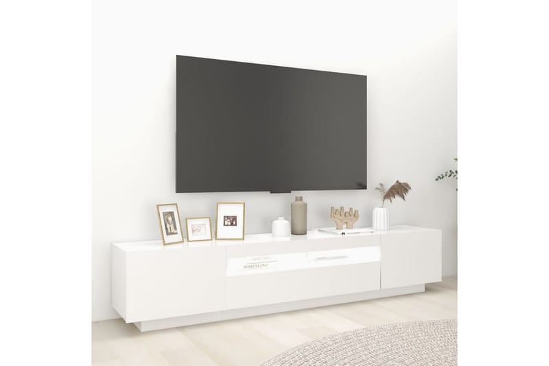 tv-skab med LED-lys 200x35x40 cm hvid - Hvid - TV-borde