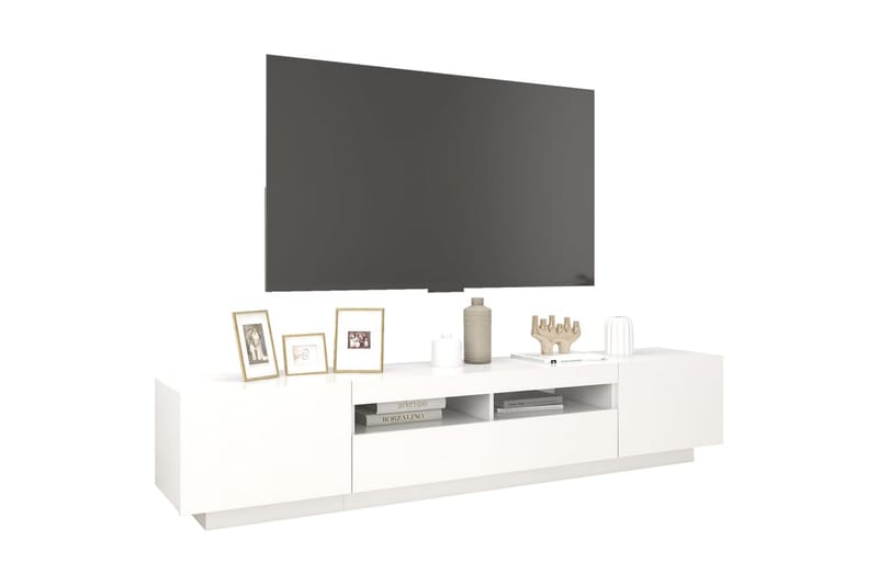 tv-skab med LED-lys 200x35x40 cm hvid - Hvid - TV-borde