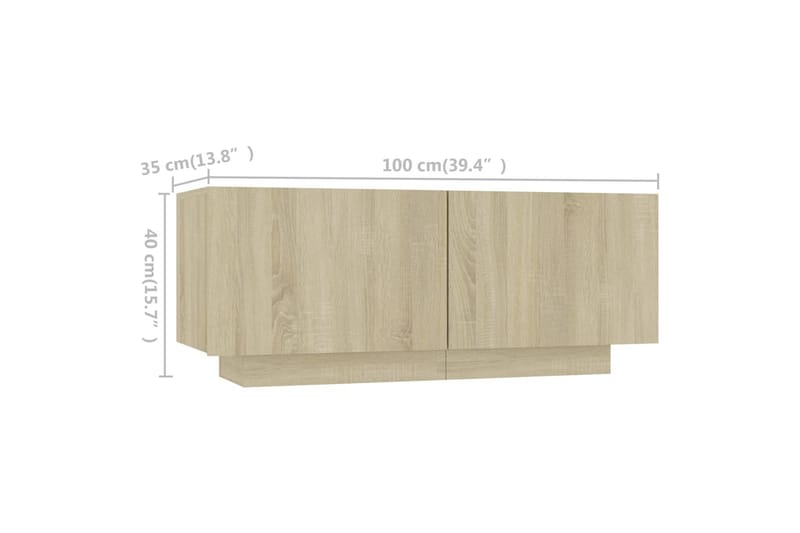 tv-skab med LED-lys 200x35x40 cm sonoma-eg - Brun - Møbler - TV borde & mediemøbler - TV-borde