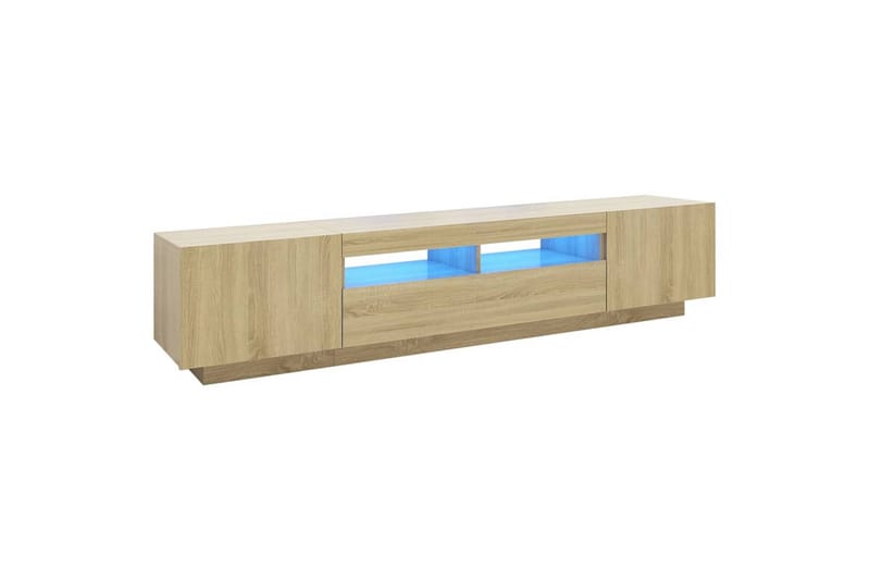 tv-skab med LED-lys 200x35x40 cm sonoma-eg - Brun - TV-borde