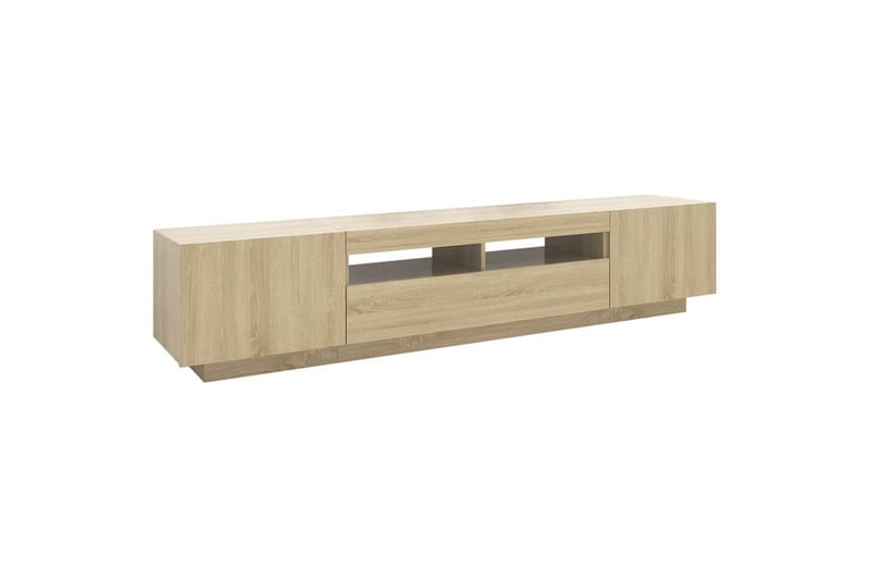 tv-skab med LED-lys 200x35x40 cm sonoma-eg - Brun - Møbler - TV borde & mediemøbler - TV-borde