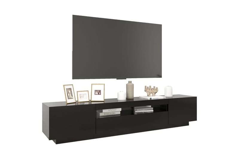 tv-skab med LED-lys 200x35x40 cm sort - Sort - Møbler - TV borde & mediemøbler - TV-borde