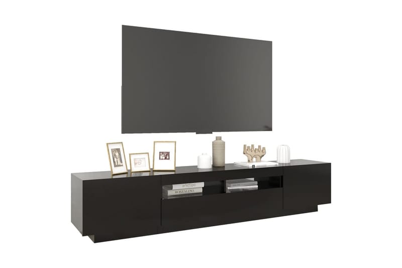 tv-skab med LED-lys 200x35x40 cm sort - Sort - TV-borde