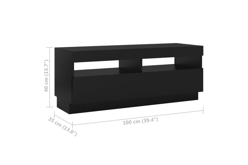 tv-skab med LED-lys 200x35x40 cm sort - Sort - Møbler - TV borde & mediemøbler - TV-borde