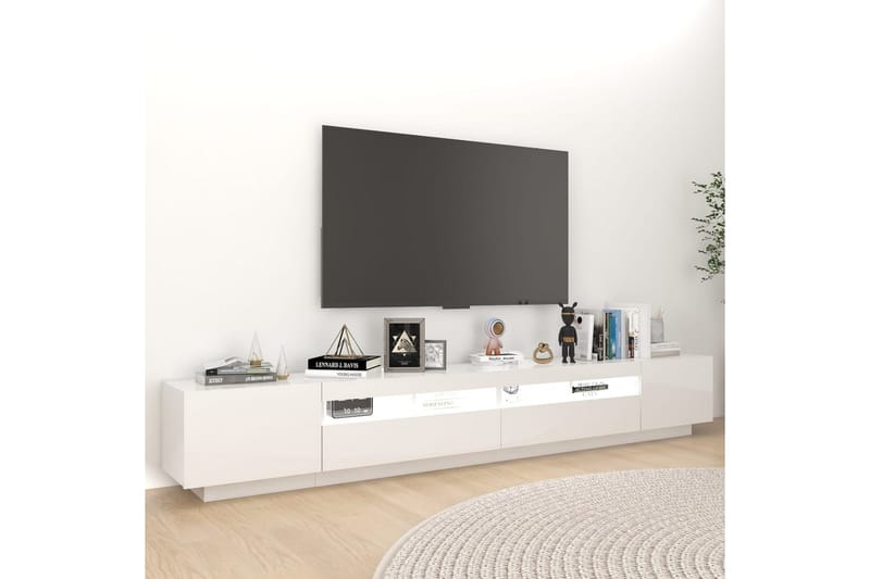 tv-skab med LED-lys 260x35x40 cm hvid højglans - Hvid - TV-borde