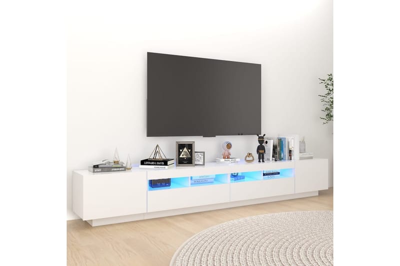 tv-skab med LED-lys 260x35x40 cm hvid - Hvid - TV-borde