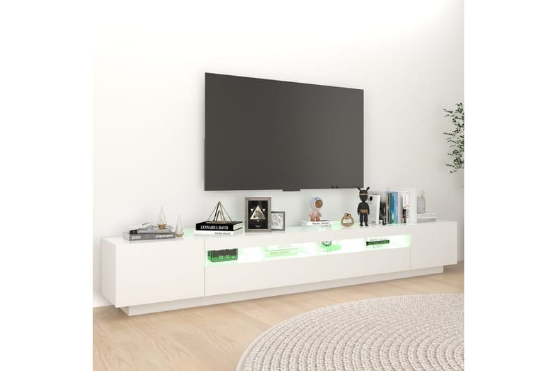 tv-skab med LED-lys 260x35x40 cm hvid - Hvid - Møbler - TV borde & mediemøbler - TV-borde
