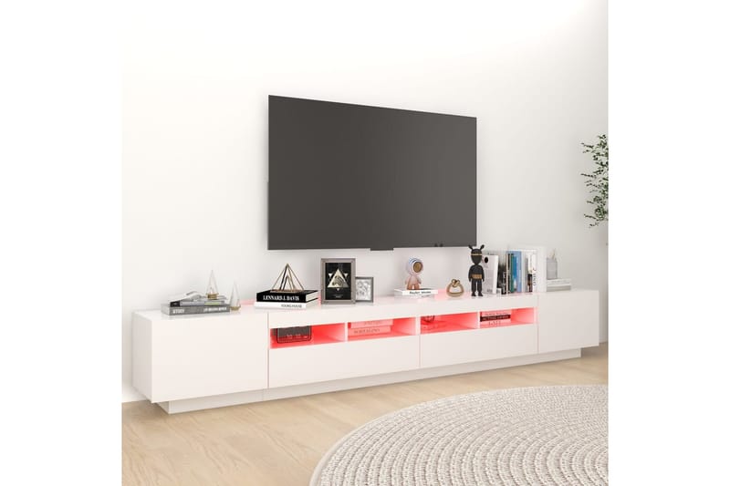 tv-skab med LED-lys 260x35x40 cm hvid - Hvid - Møbler - TV borde & mediemøbler - TV-borde