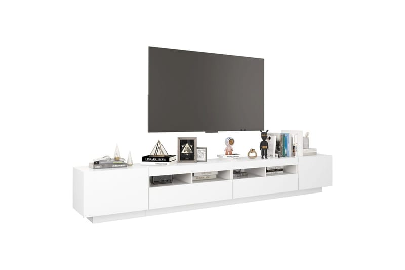 tv-skab med LED-lys 260x35x40 cm hvid - Hvid - Møbler - TV borde & mediemøbler - TV-borde