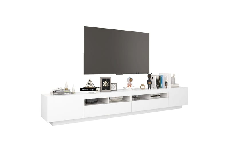 tv-skab med LED-lys 260x35x40 cm hvid - Hvid - TV-borde