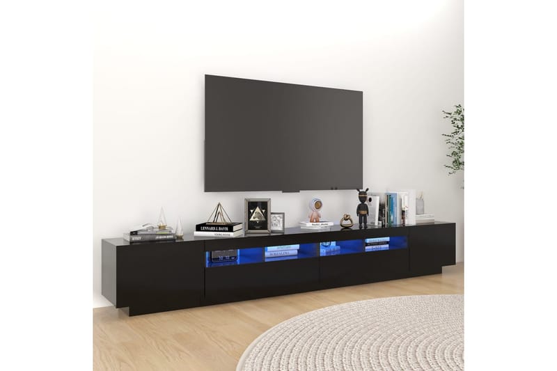 tv-skab med LED-lys 260x35x40 cm sort - Sort - TV-borde