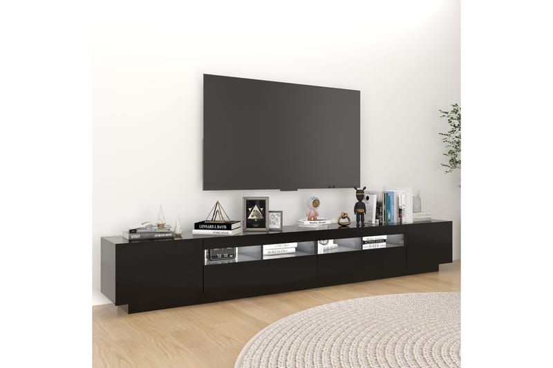 tv-skab med LED-lys 260x35x40 cm sort - Sort - TV-borde