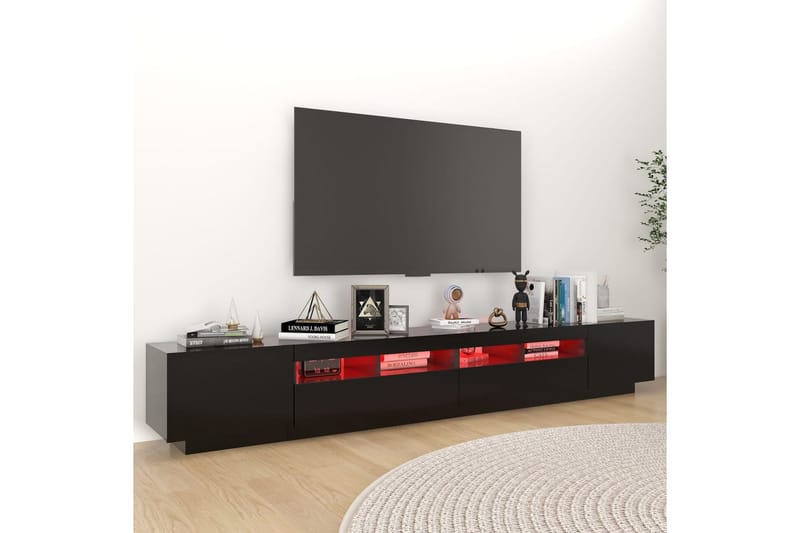 tv-skab med LED-lys 260x35x40 cm sort - Sort - Møbler - TV borde & mediemøbler - TV-borde