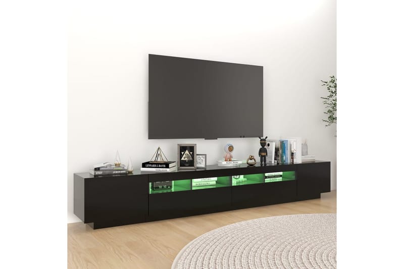 tv-skab med LED-lys 260x35x40 cm sort - Sort - Møbler - TV borde & mediemøbler - TV-borde