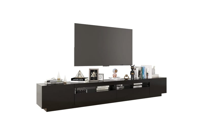 tv-skab med LED-lys 260x35x40 cm sort - Sort - TV-borde