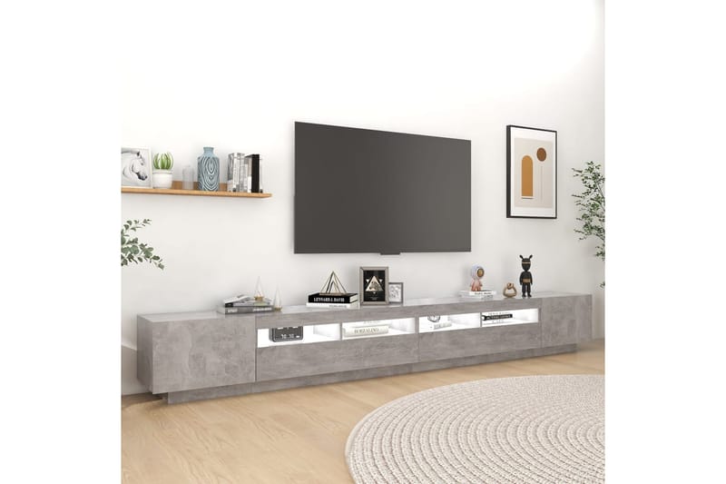 tv-skab med LED-lys 300x35x40 cm betongrå - Grå - Møbler - TV borde & mediemøbler - TV-borde