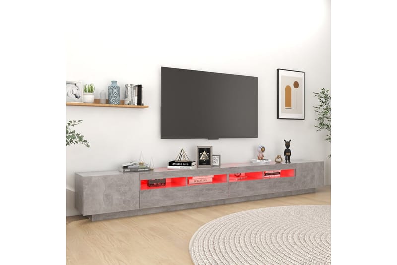 tv-skab med LED-lys 300x35x40 cm betongrå - Grå - Møbler - TV borde & mediemøbler - TV-borde