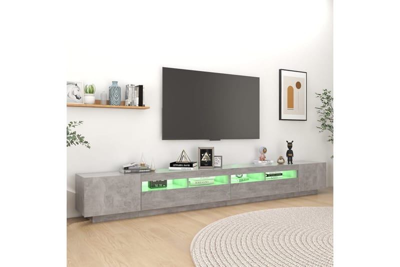 tv-skab med LED-lys 300x35x40 cm betongrå - Grå - Møbler - TV borde & mediemøbler - TV-borde