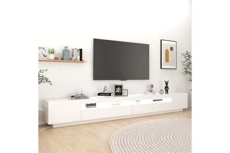 tv-skab med LED-lys 300x35x40 cm hvid - Hvid - TV-borde