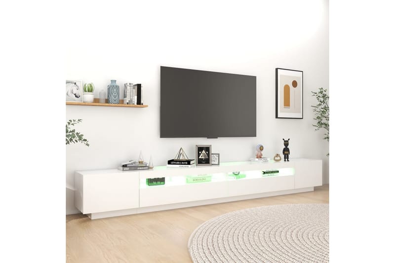 tv-skab med LED-lys 300x35x40 cm hvid - Hvid - Møbler - TV borde & mediemøbler - TV-borde