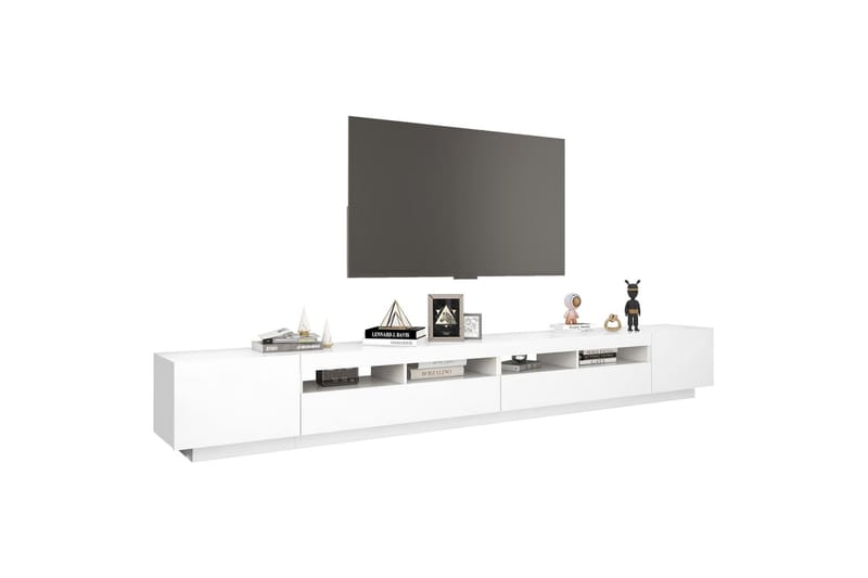 tv-skab med LED-lys 300x35x40 cm hvid - Hvid - TV-borde