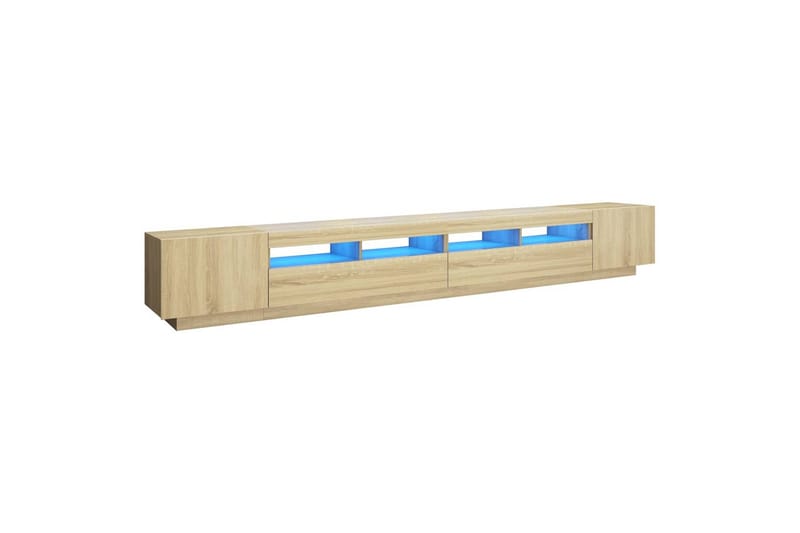 tv-skab med LED-lys 300x35x40 cm sonoma-eg - Brun - TV-borde