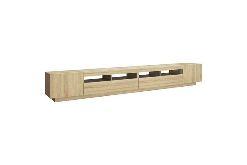 tv-skab med LED-lys 300x35x40 cm sonoma-eg - Brun - TV-borde