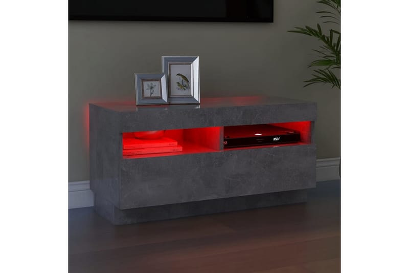 tv-skab med LED-lys 80x35x40 cm betongrå - Grå - Møbler - TV borde & mediemøbler - TV-borde