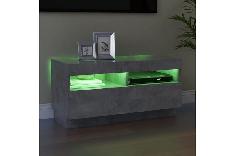 tv-skab med LED-lys 80x35x40 cm betongrå - Grå - Møbler - TV borde & mediemøbler - TV-borde